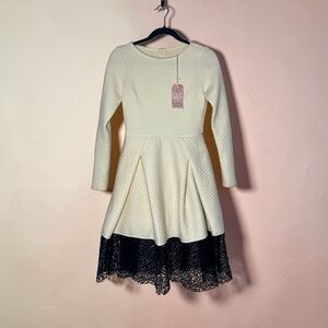 Traffic People Cream with Black lace Dress size Small New